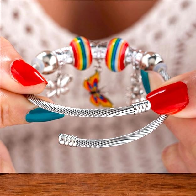 Multi Colour Silver Charms Butterfly Bracelet for Girls & Women