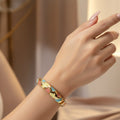 Pastel Gold Enamel Bracelet for Women | Elegant Statement Bangle