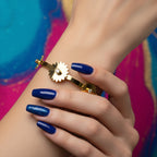 Gold Floral Adjustable Bracelet with Crystal Accents | Elegant Women’s Jewelry