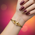 Gold Leaf Motif Adjustable Bracelet with Crystal Accents | Elegant Women’s Jewelry