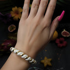 Luxury Gold & White Twisted Bangle Bracelet for Women | Elegant Statement Designer Bracelet
