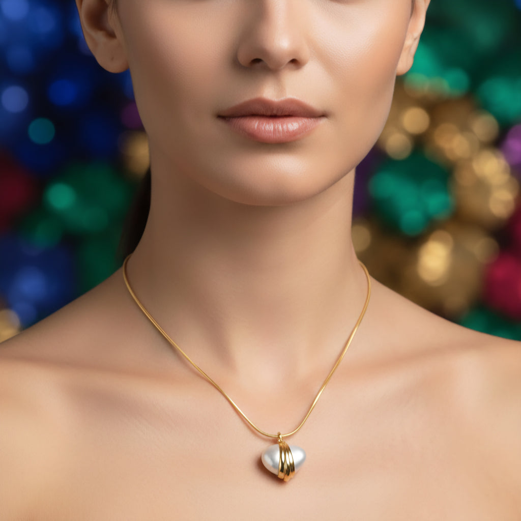 Gold Chain Pendant with Pearl Accent | Anti-Tarnish Minimalist Luxury Necklace