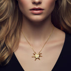 Gold Sun Star Spiral Pendant Necklace for Women | Minimalist Demi-Fine Jewellery