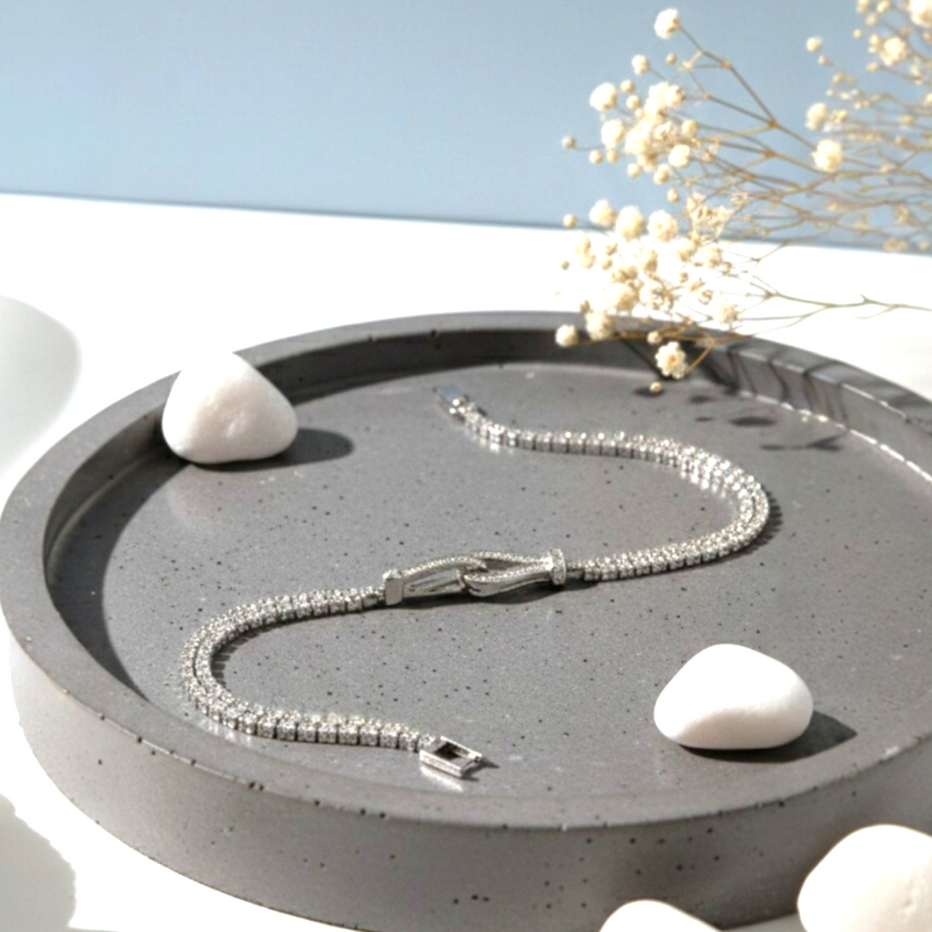 Luxury Silver Adjustable Tennis Bracelet for Women | Premium Crystal Slider Chain Bracelet