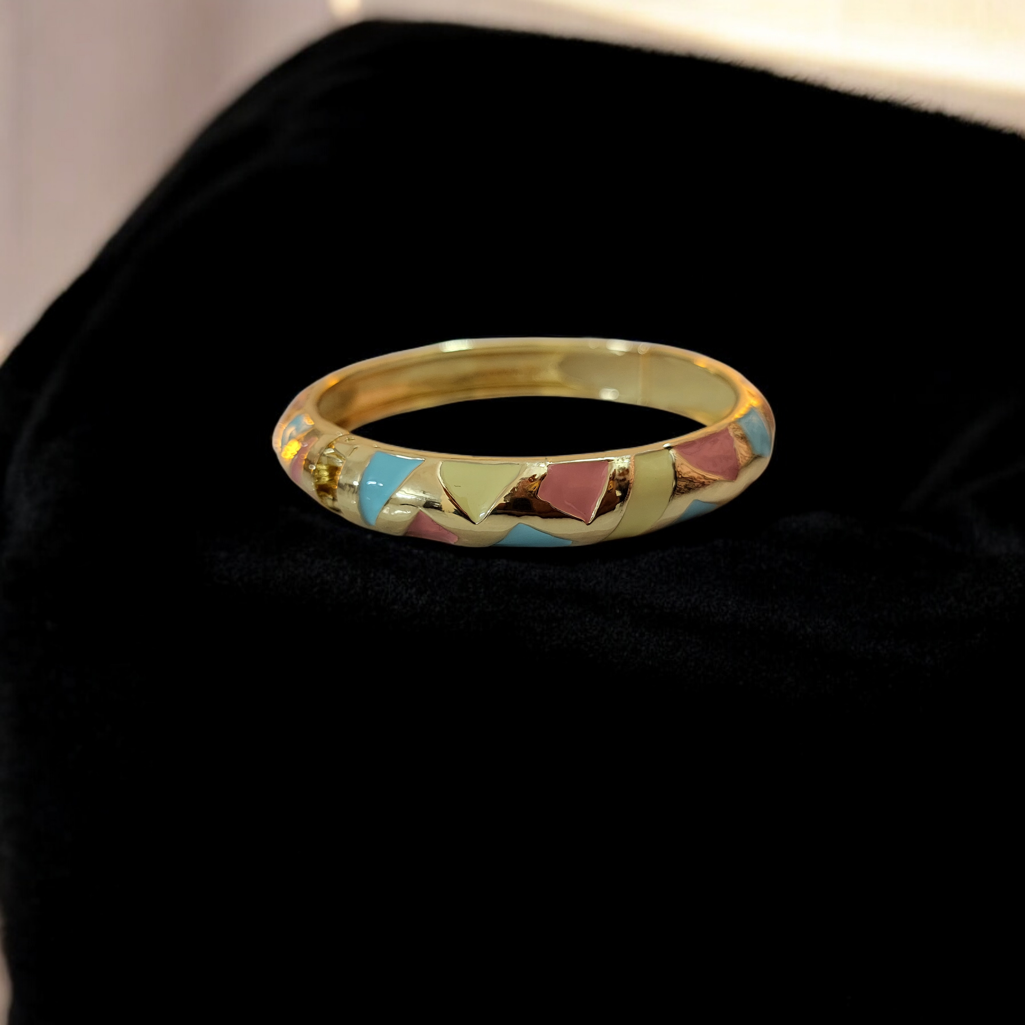 Pastel Gold Enamel Bracelet for Women | Elegant Statement Bangle