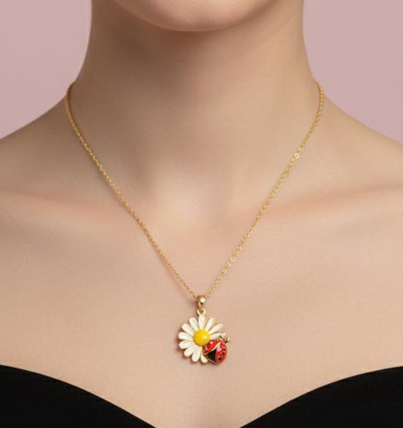 Floral Emerald Pendant Necklace for Women & Girls | Gold-Plated Jewelry