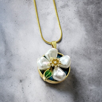 Shadowborne Pearl Bloom Antique Floral Pendant for Women & Girls