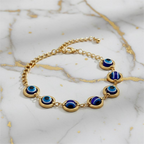 Protective Blue Evil Eye Link Gold Plated Bracelet for Women
