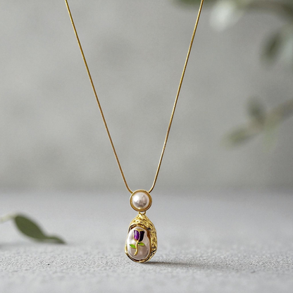 Shadowborne Amethyst Purple Rose Pearl Pendant