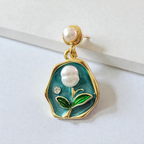 Luxury Antique Floral Enamel Drop Earrings