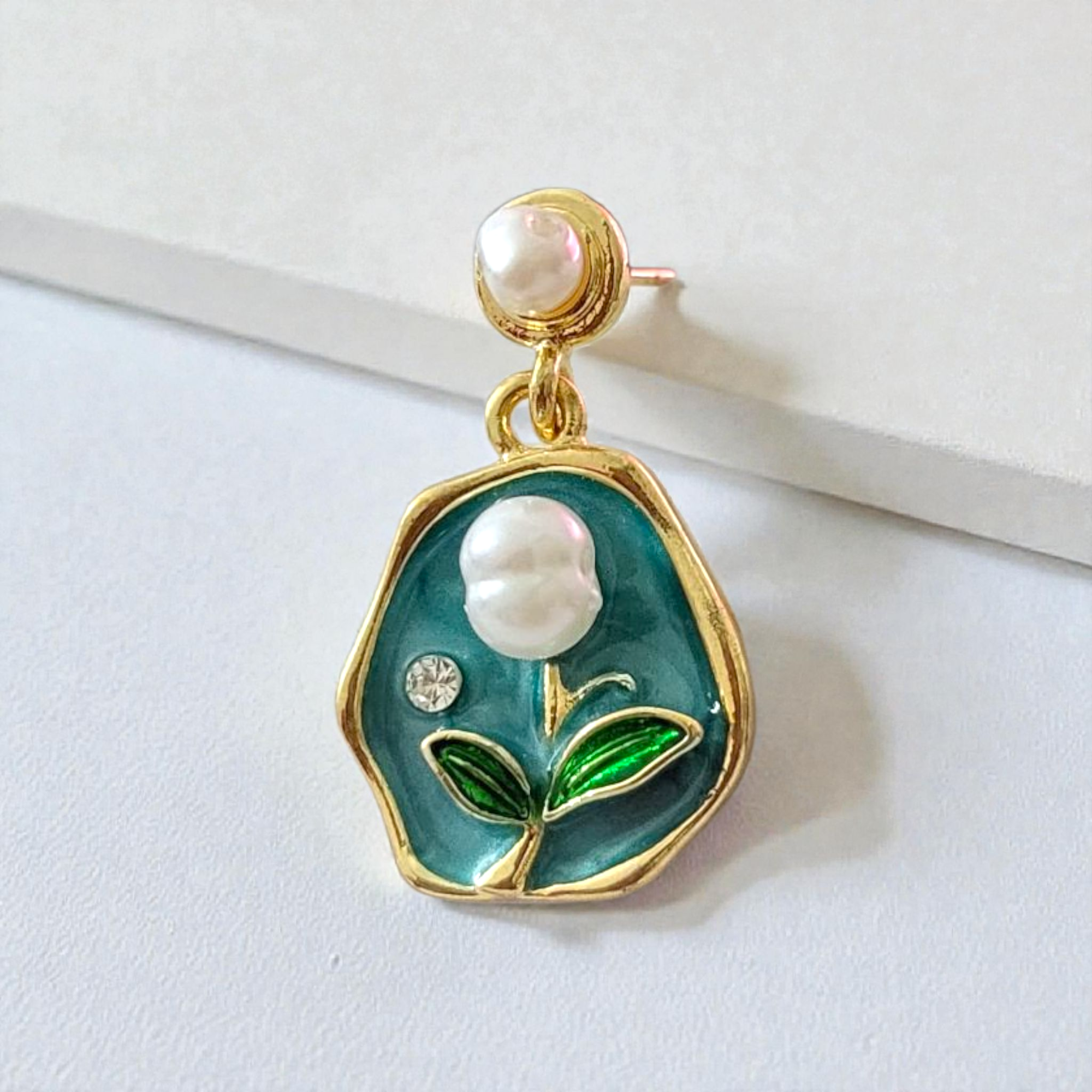 Luxury Antique Floral Enamel Drop Earrings