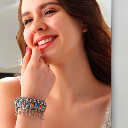 Oxidized Traditional Multicolor Boho Bangle