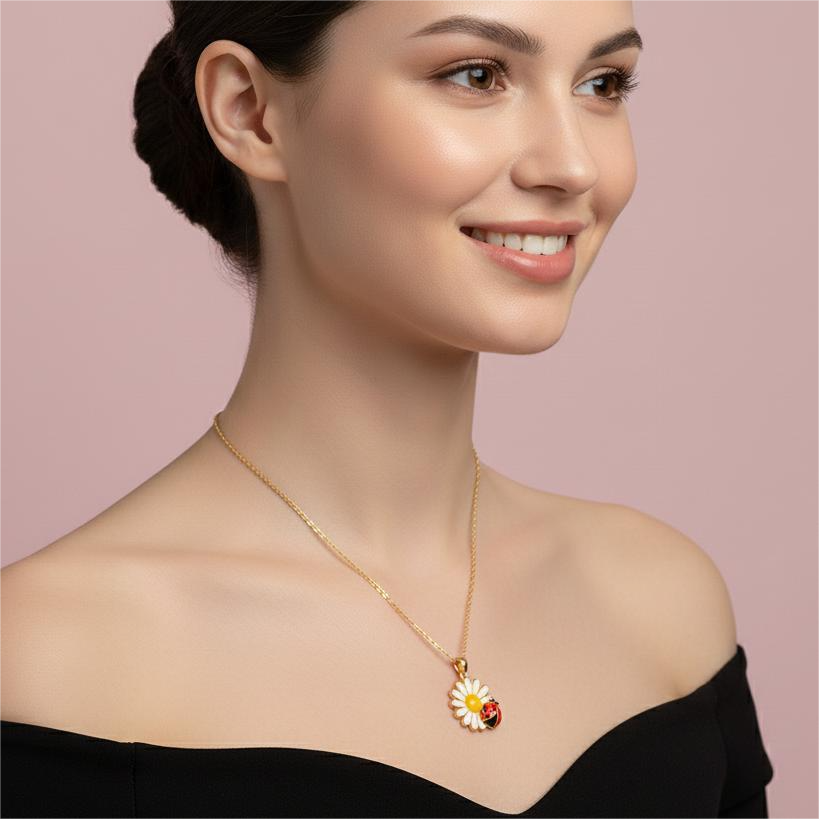 Floral Emerald Pendant Necklace for Women & Girls | Gold-Plated Jewelry