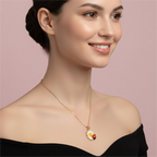 Floral Emerald Pendant Necklace for Women & Girls | Gold-Plated Jewelry