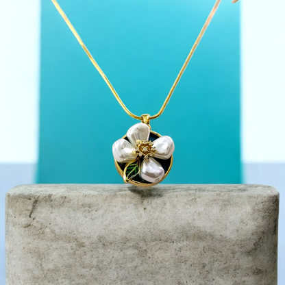 Shadowborne Pearl Bloom Antique Floral Pendant for Women & Girls