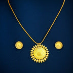 Designer Pendant & Earrings Set | Lightweight Gold Finish Necklace Combo