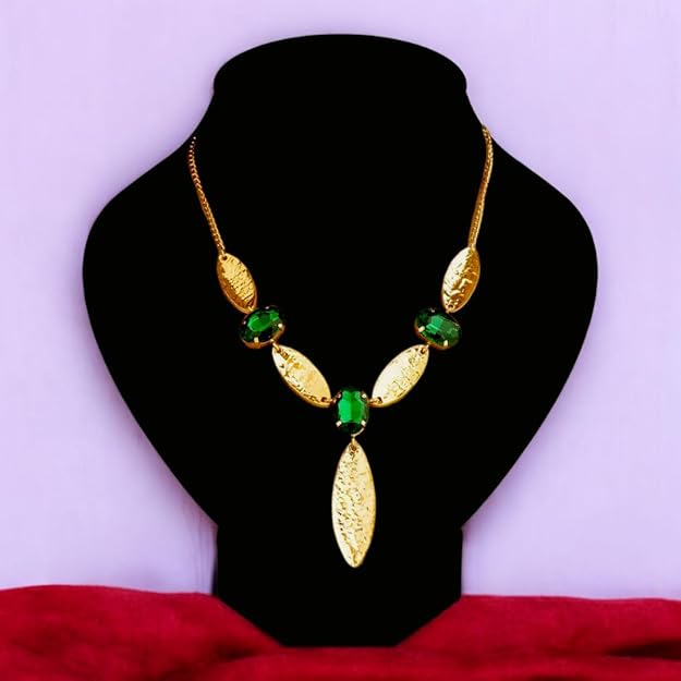 Anti-Tarnish Marquise Emerald Necklace Set for Women & Girls