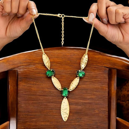 Anti-Tarnish Marquise Emerald Necklace Set for Women & Girls