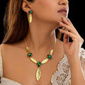 Anti-Tarnish Marquise Emerald Necklace Set for Women & Girls