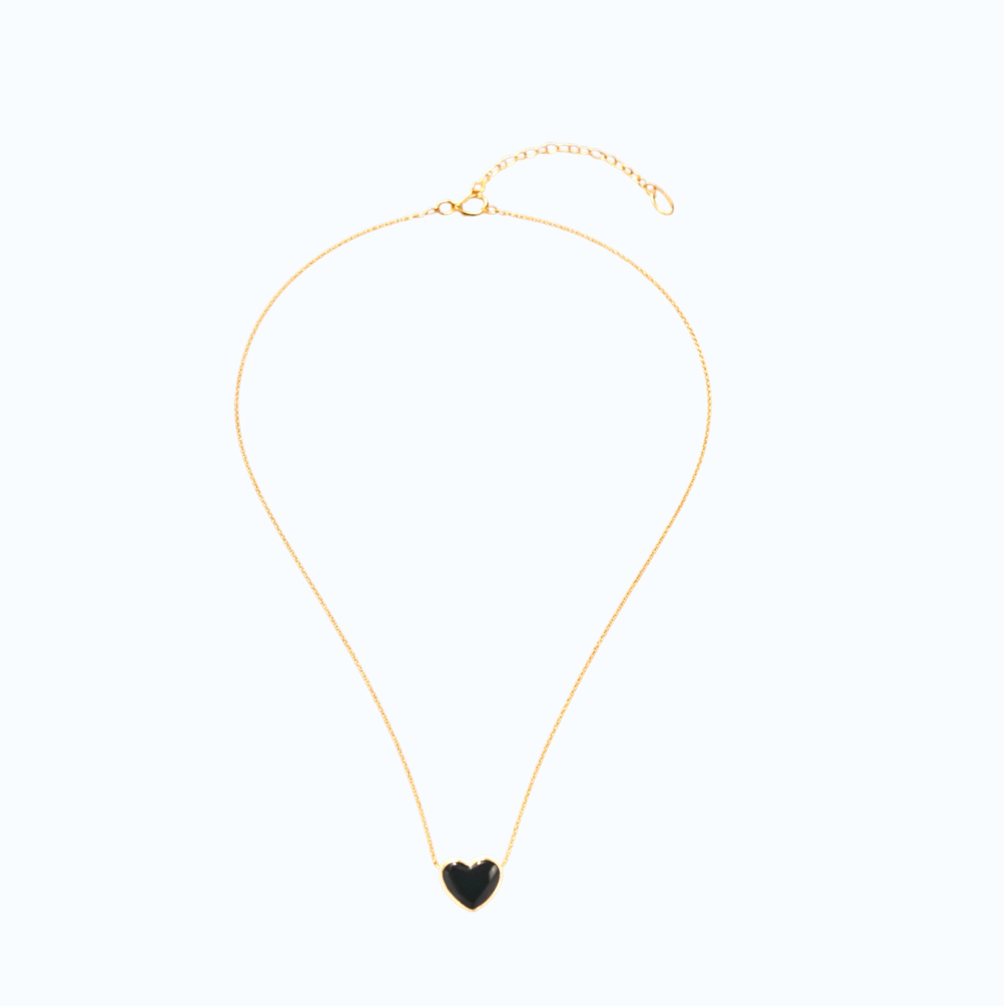 Black Heart Gold Pendant Necklace for Women Anti Tarnish Minimal Daily Wear Jewellery Gift for Her
