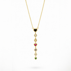 Multi-Color Heart Charm Gold Necklace | Anti-Tarnish Premium Finish | Everyday Luxury Pendant