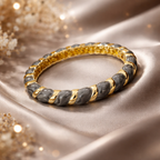 Grey Twisted Enamel Chain Pendant with Gold Stripes | Anti-Tarnish Luxury Jewelry