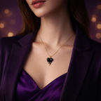 Black Heart Gold Pendant Necklace | Luxury Gothic Heart Jewelry for Women