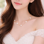 Gold Clover Pendant Necklace | Elegant White Enamel Lucky Charm Jewelry