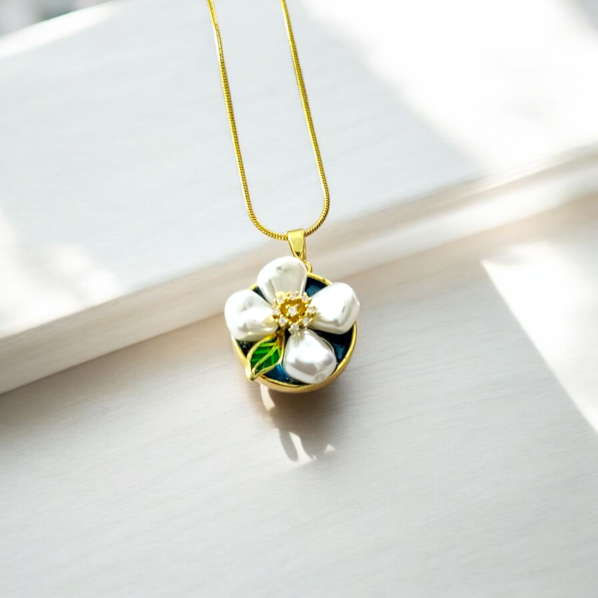 Shadowborne Pearl Bloom Antique Floral Pendant for Women & Girls