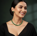 Crystal Earrings Set Green Necklace for Girls