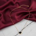 Black Heart Gold Pendant Necklace for Women Anti Tarnish Minimal Daily Wear Jewellery Gift for Her