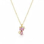 Pink Cat Crystal Pendant Necklace for Women