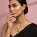 Emerald Bliss Pendant Set Stylish Crystal Necklace