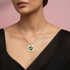 Emerald Bliss Pendant Set Stylish Crystal Necklace