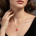 Red Clover Pendant Necklace for Women