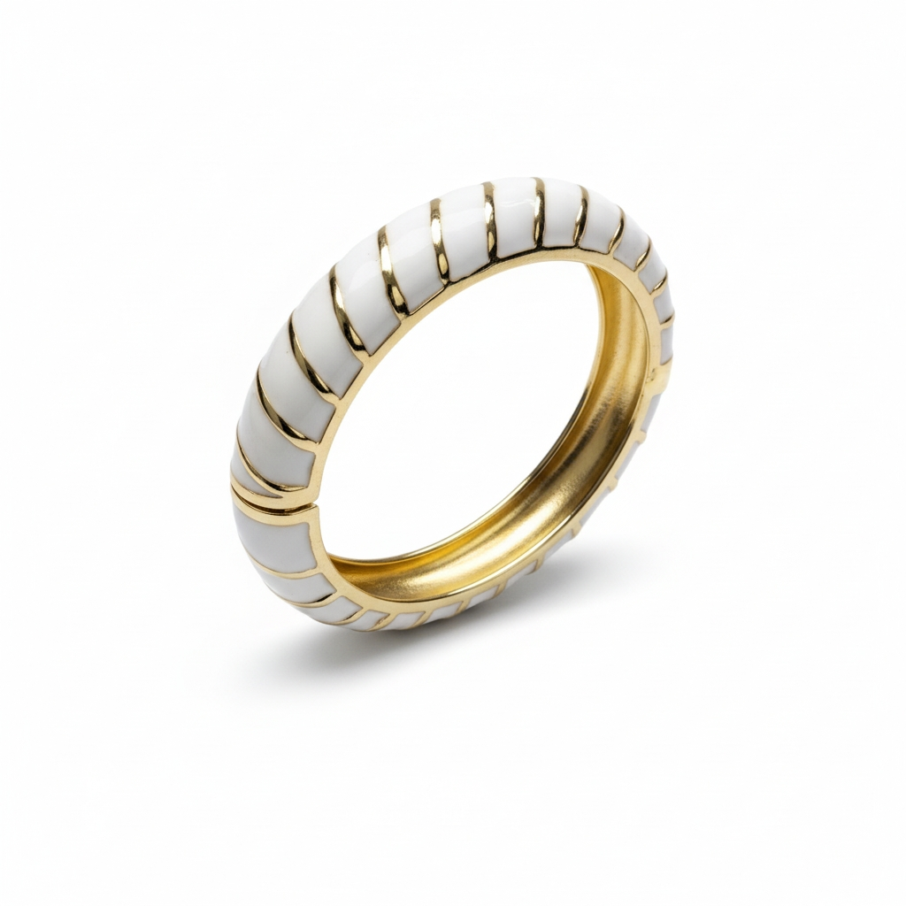 Luxury Gold & White Twisted Bangle Bracelet for Women | Elegant Statement Designer Bracelet