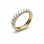 Luxury Gold & White Twisted Bangle Bracelet for Women | Elegant Statement Designer Bracelet