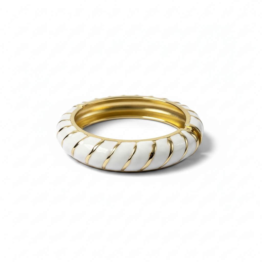 Luxury Gold & White Twisted Bangle Bracelet for Women | Elegant Statement Designer Bracelet