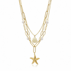 Gold Layered Starfish Pendant Necklace with Pearls | Ocean-Inspired Statement Jewelry