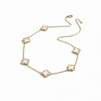 Gold Clover Pendant Necklace | Elegant White Enamel Lucky Charm Jewelry