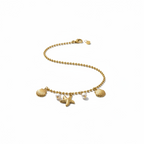 Gold Seashell & Starfish Charm Bracelet with Pearls | Ocean-Inspired Luxury Jewelry