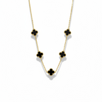Black Clover Chain Pendant Necklace with Gold Finish | Anti-Tarnish Luxury Women’s Jewelry