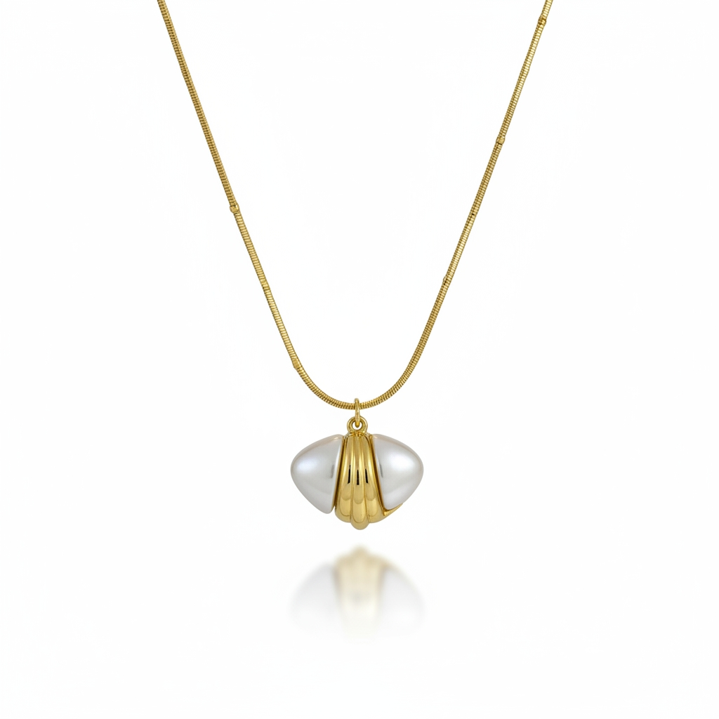 Gold Chain Pendant with Pearl Accent | Anti-Tarnish Minimalist Luxury Necklace