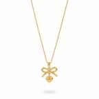 Elegant Gold Bow Heart Pendant Necklace for Women | Anti-Tarnish Minimal Jewellery