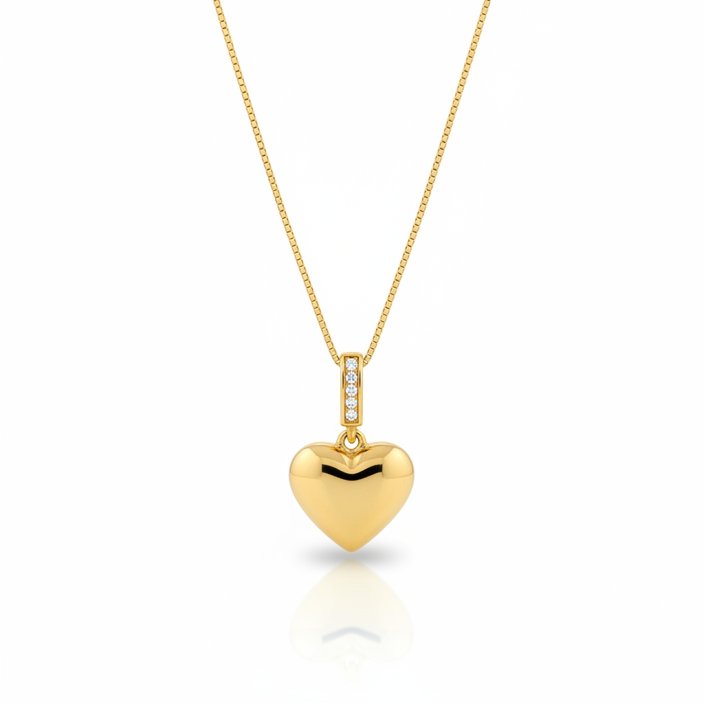 Minimal Gold Heart Pendant Necklace for Women | Anti-Tarnish Daily Wear Jewellery