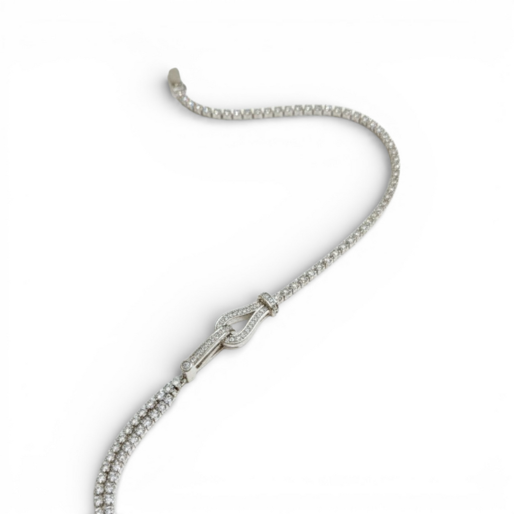 Luxury Silver Adjustable Tennis Bracelet for Women | Premium Crystal Slider Chain Bracelet