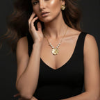 Anti- Tarnish Textured Pendant Necklace & Matching Earrings