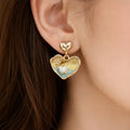 Antique Heart Charm Drop Earrings