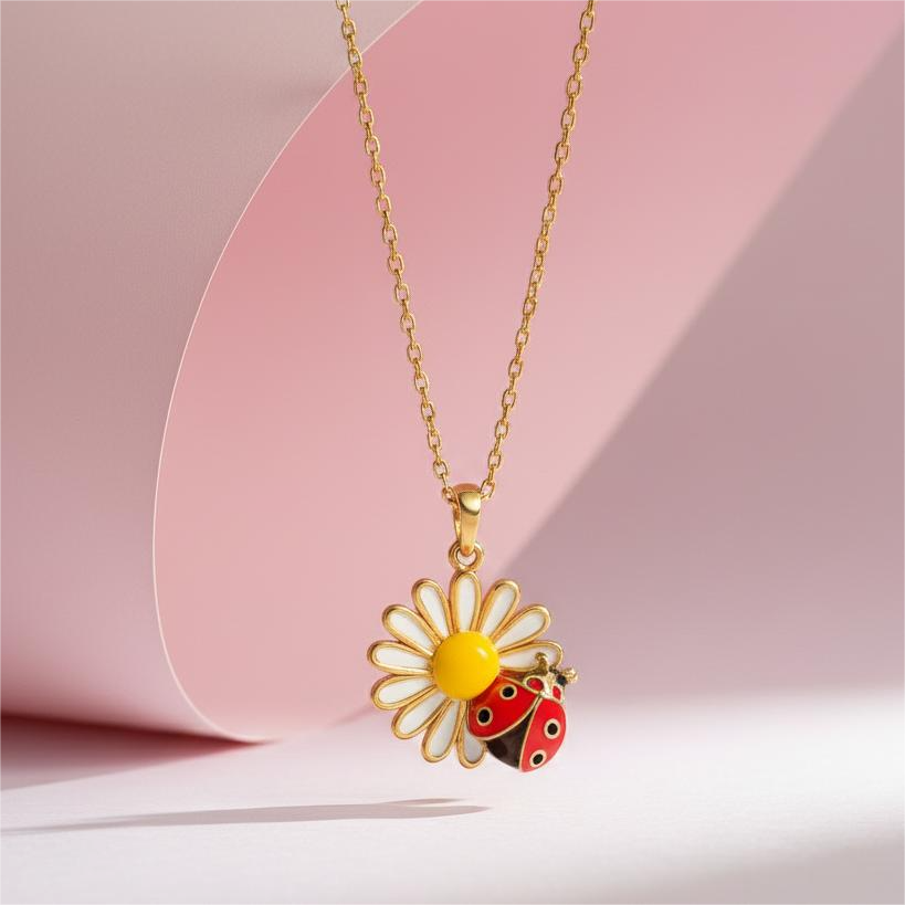 Floral Emerald Pendant Necklace for Women & Girls | Gold-Plated Jewelry