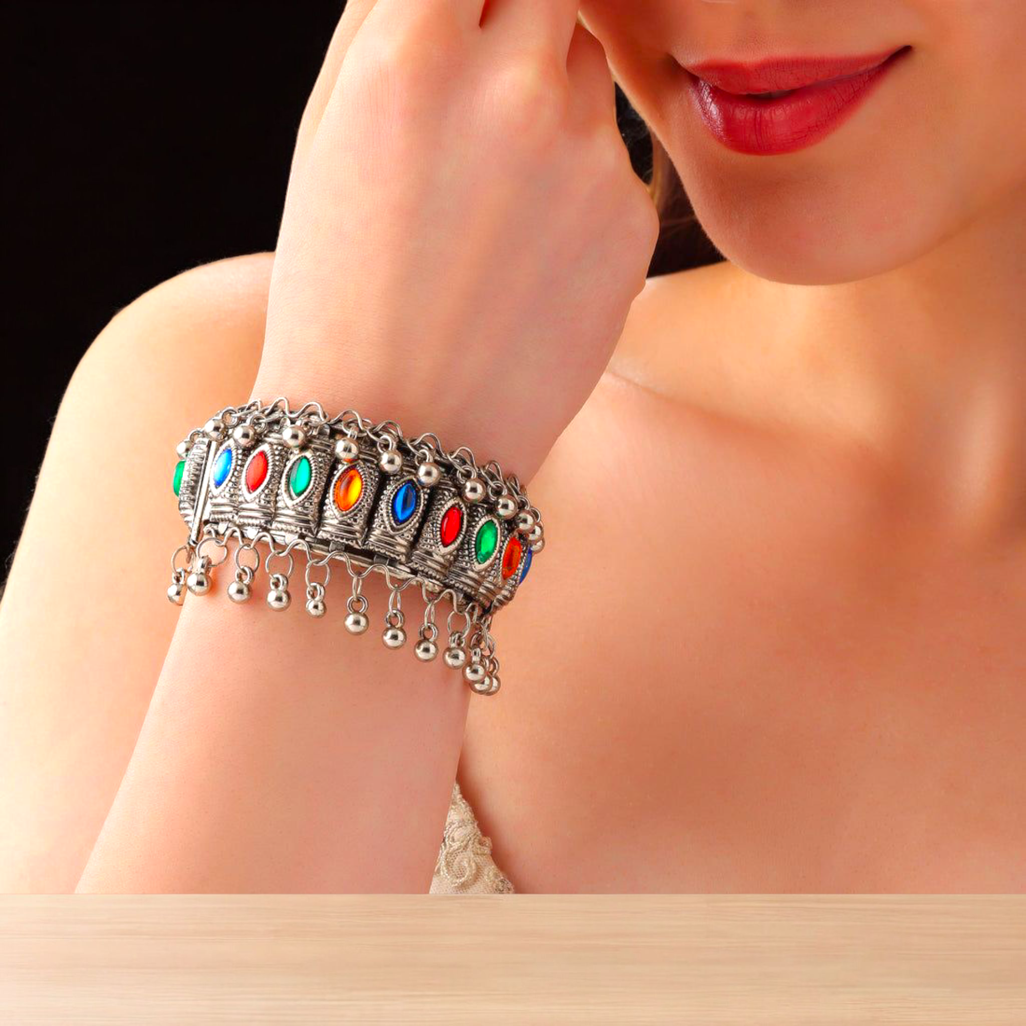 Oxidized Traditional Multicolor Boho Bangle